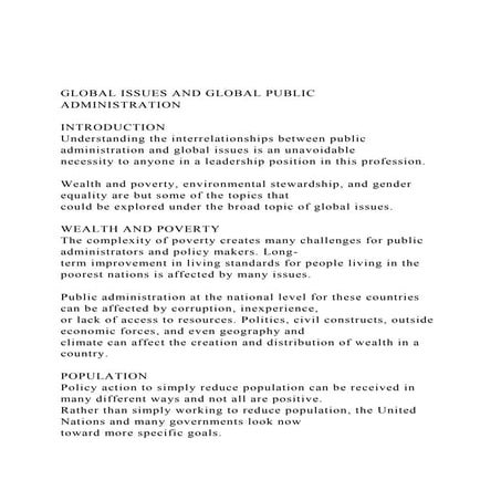 GLOBAL ISSUES AND GLOBAL PUBLIC ADMINISTRATIONINTRODUCTION.docx