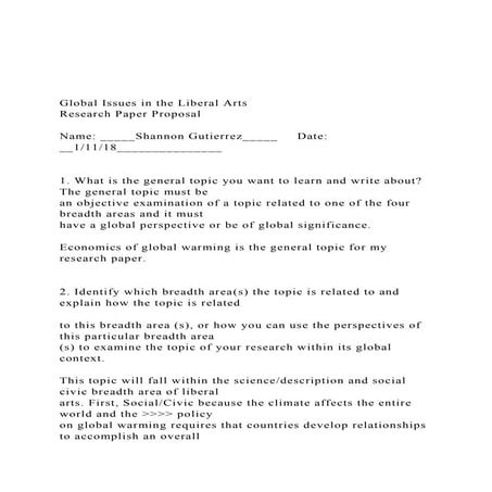 Global Issues in the Liberal Arts  Research Paper Proposal.docx