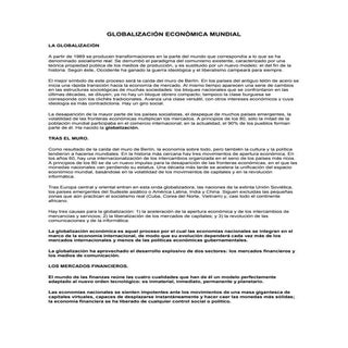 Globalización económica mundial