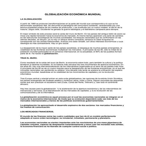 Globalización económica mundial