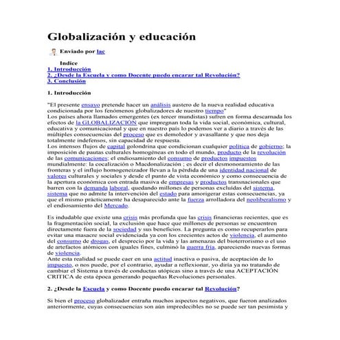 La globalización en la educación | PDF
