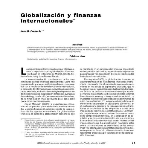 Globalización y finanzas internacionales | PDF