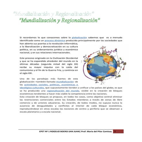 Globalizacion y regionalizacion