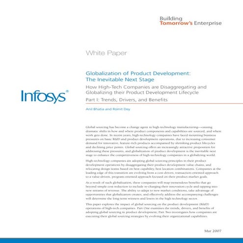 Infosys - Product Development White Paper | Global Sourcing