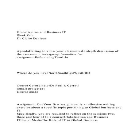 Globalization and Business ITWeek OneDr Claire Davison.docx