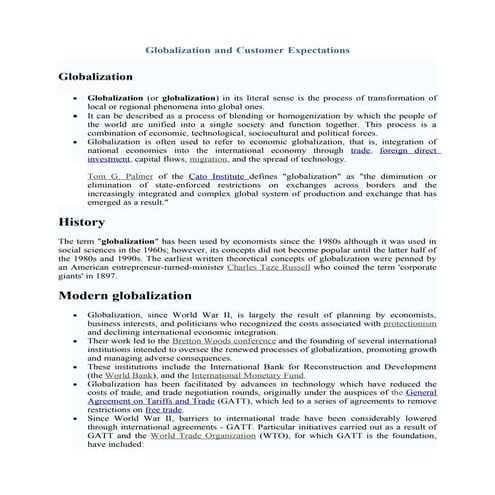 Globalization And Customer Expectations