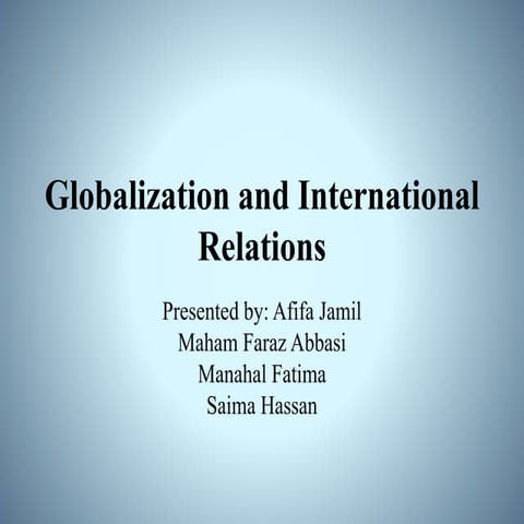 Globalization and ir