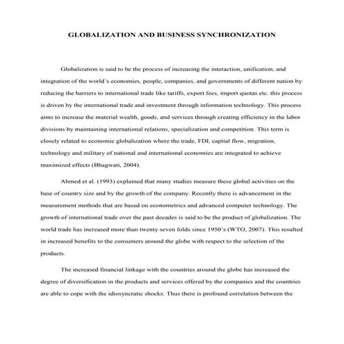 Globalization and its benefits