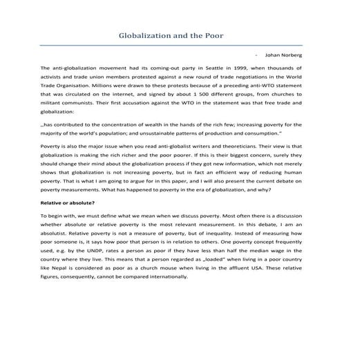 Globalization and the poor