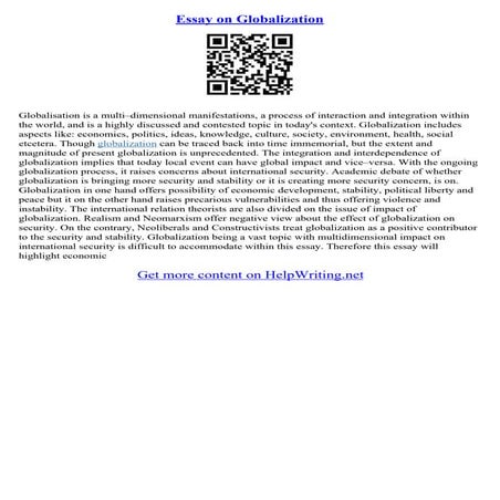 Globalization Essay Topics | PDF