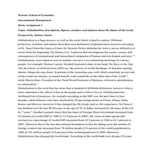 Globalization,definitions, facts and future.