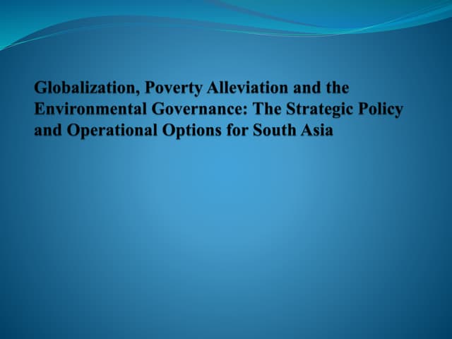Poverty alleviation and the environmental governance