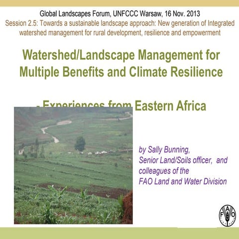 Watershed/Landscape Management for Multiple Benefits and Climate Resilience  ...