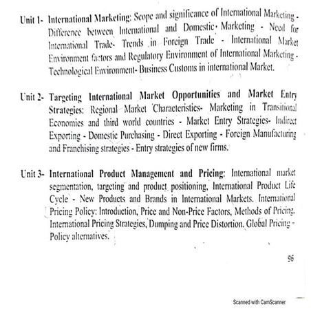 international marketing, market entry strategies, product management and pric...