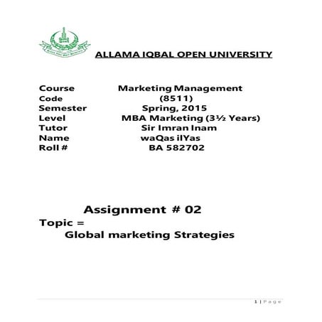 Global marketing Strategies (McDonald’s)