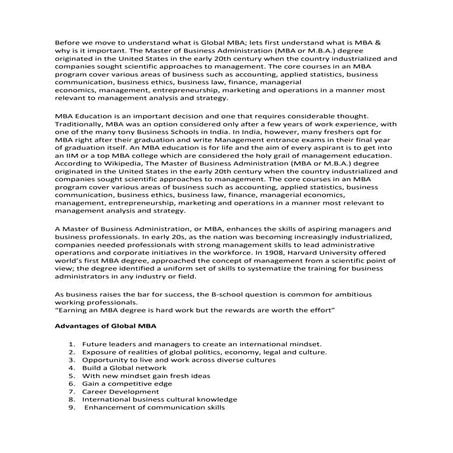 Global mba