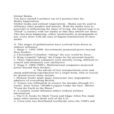 Global Media.You have earned 2 point(s) out of 2 point(s) thus f.docx