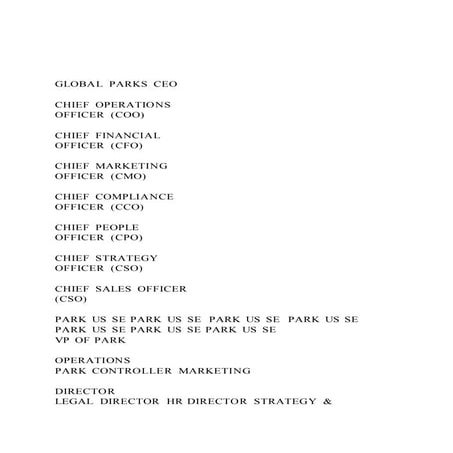 GLOBAL PARKS CEOCHIEF OPERATIONS OFFICER (COO)CHIEF 