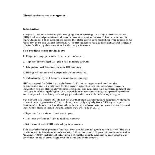 Global performance management