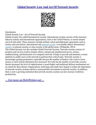 Global Security Law And Act Of Network Security