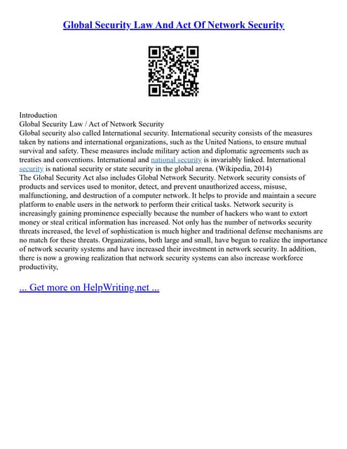 Global Security Law And Act Of Network Security