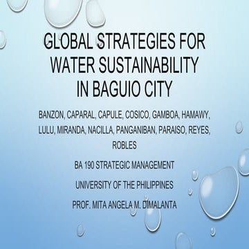Global Strategies For Water Sustainability in Baguio City