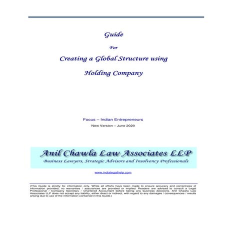 Guide for Creating a Global Structure Using Holding Company | PDF