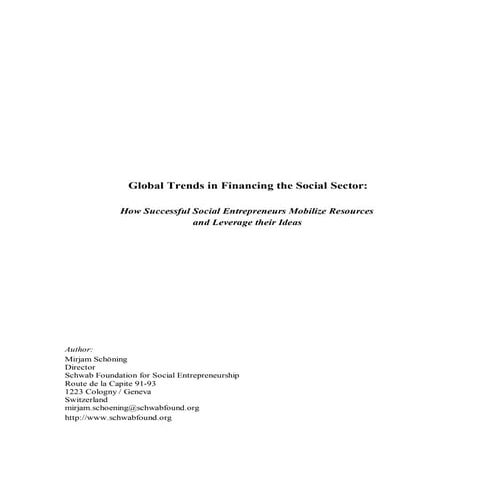 Global  Trends In  Financing The  Social  Sector