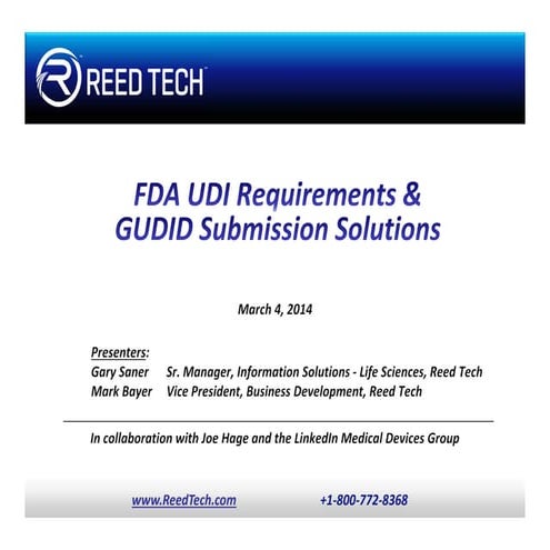 Global unique device identification database (gudid) and udi