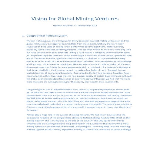 Global Vision for Mining Ventures