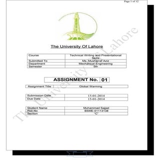 Global warming assignment