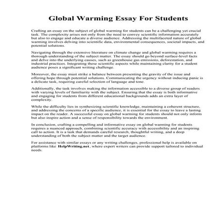 Global Warming Essay For Students. Schreiner University