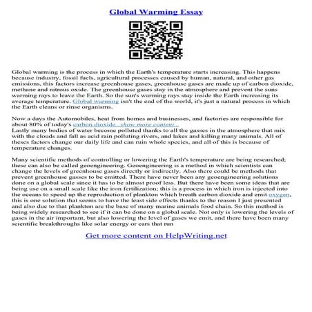Global Warming Essay Questions