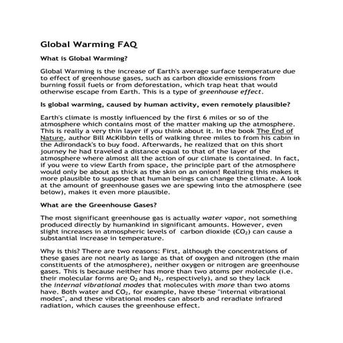 Global warming faq
