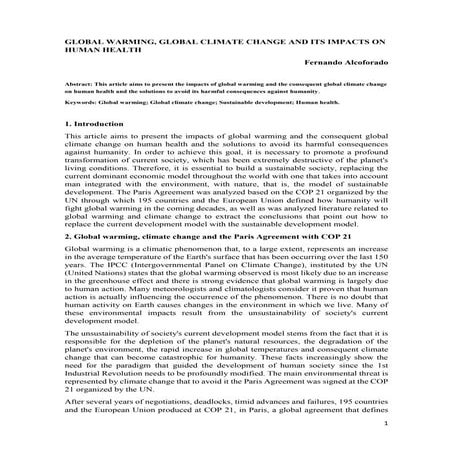 GLOBAL WARMING, GLOBAL CLIMATE CHANGE AND ITS IMPACTS ON HUMAN HEALTH