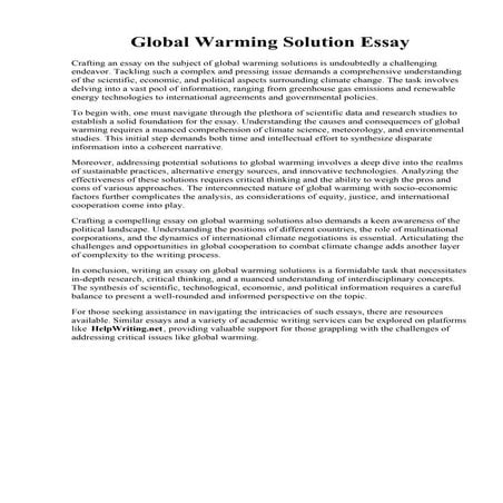 Global Warming Solution Essay. Causes of global warming essay. Global