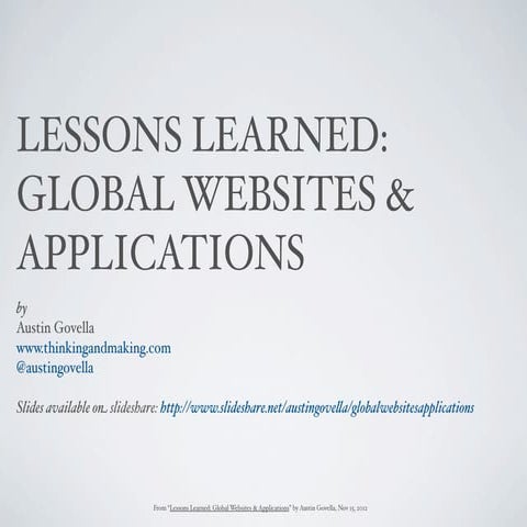 Lessons Learned: Global Websites and Applications