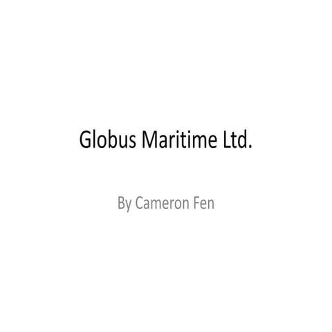 Globus Maritime Stock Write up