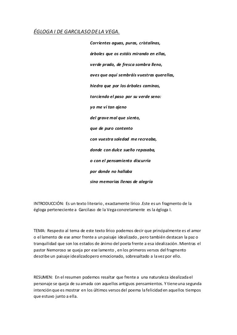 égloga I De Garcilaso De La Vega