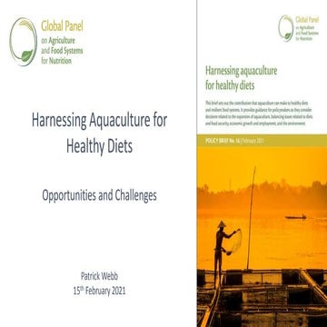 Harnessing Aquaculture for Healthy Diets: Opportunities and Challenges