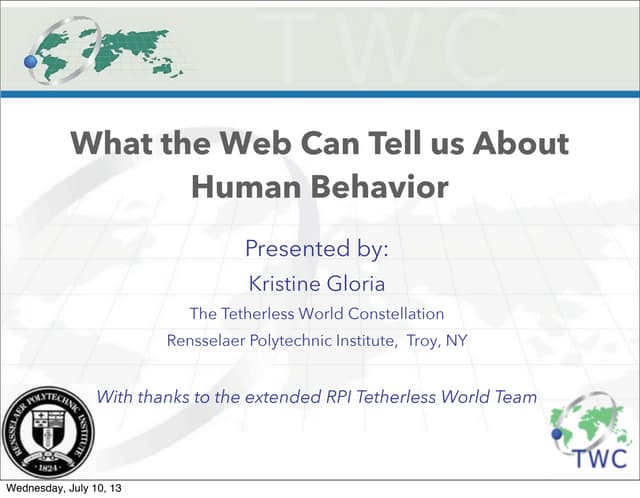Issues: What the Web Can Tell us About Human Behavior