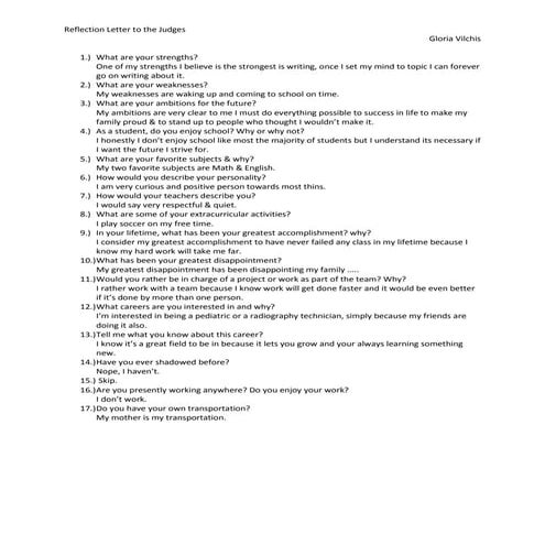 Gloria vilchis what are your strengths