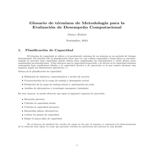 Glosario en  Evaluación de Desempeño de Sistemas Computacionales