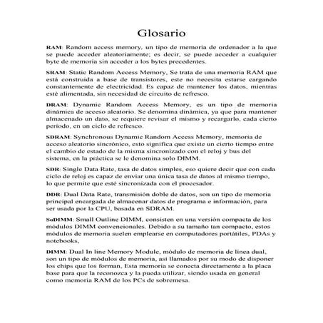 Glosario de memorias RAM