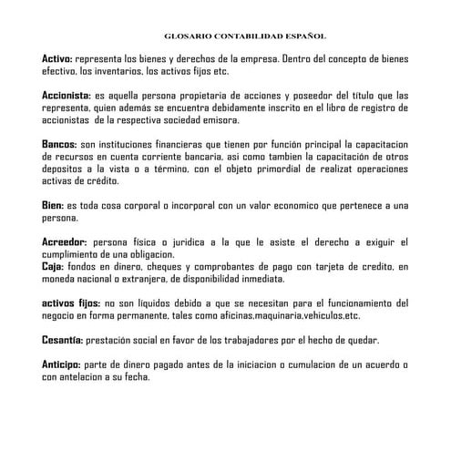 Glosario de términos contables y tributarios | PDF