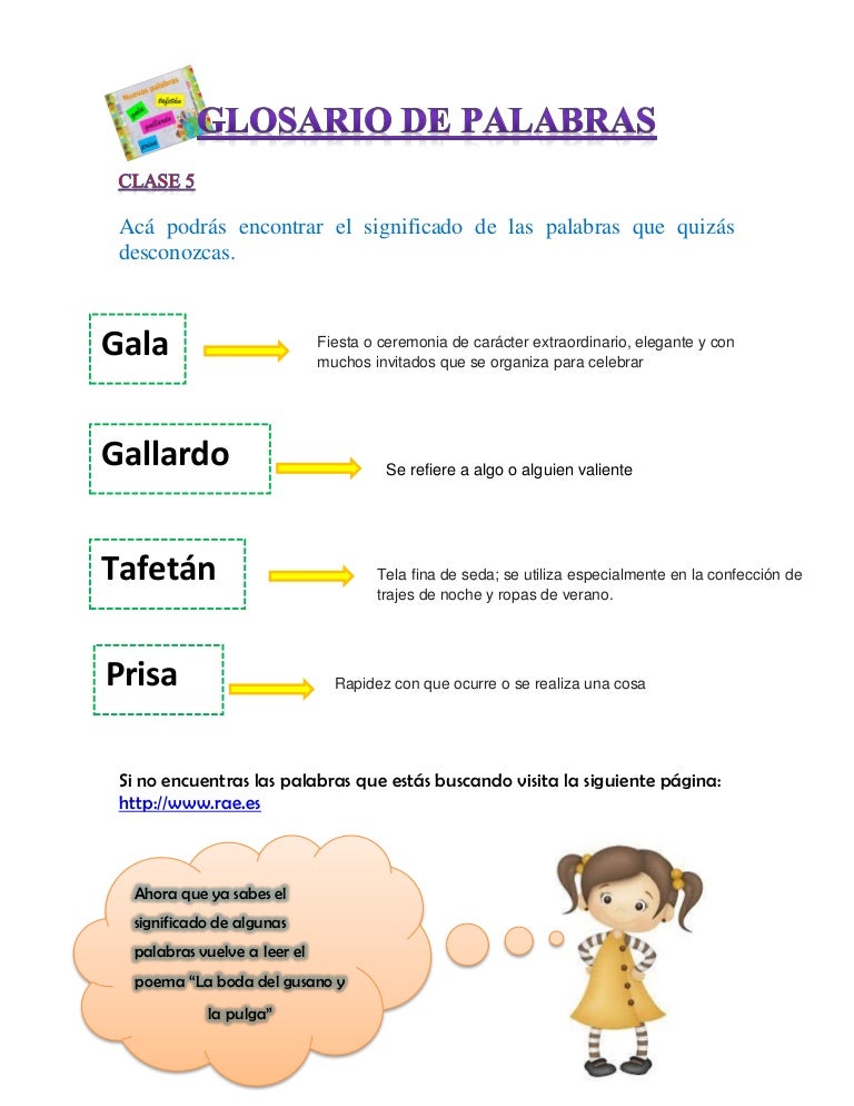Glosario de palabras clase 5