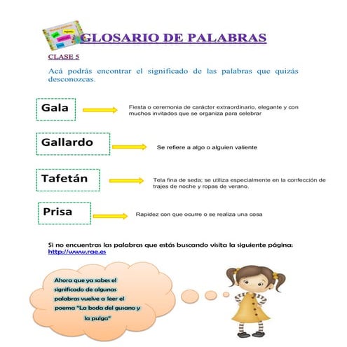 Glosario de palabras clase 5
