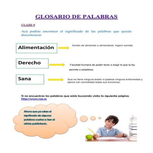Glosario de palabras clase 9