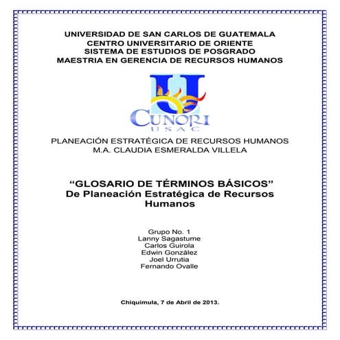 Glosario de terminos de planeación estrategica de rrhh