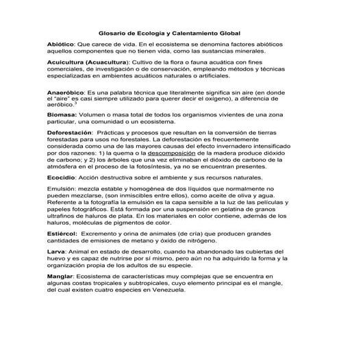 Glosario ecologia y calentmiento